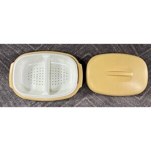 Vintage Tupperware Microwave Vegetable Steamer 4-Piece Harvest Gold 1273-3